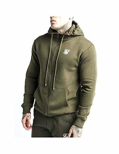 Moda Chaqueta SikSil Funnel Neck Hoodie Khaki Hombre Large Verde