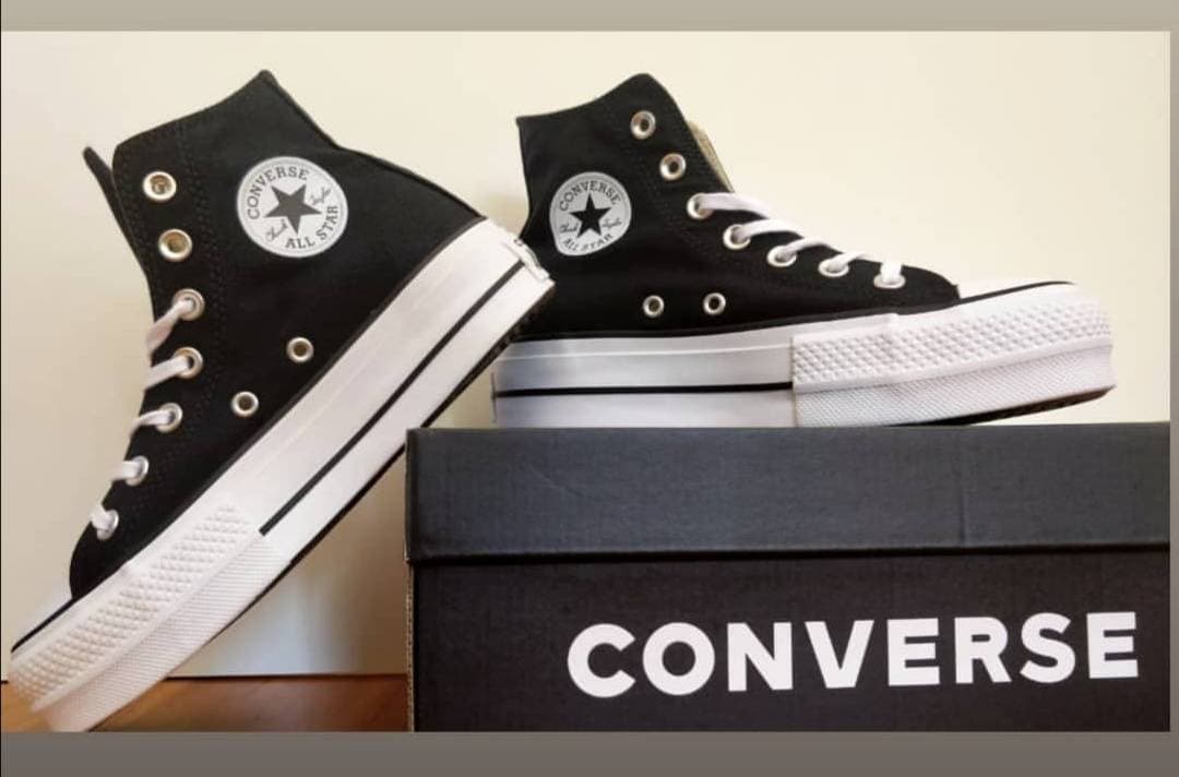 Fashion Converse Chuck Taylor CTAS Lift Hi, Zapatillas para Mujer, Negro