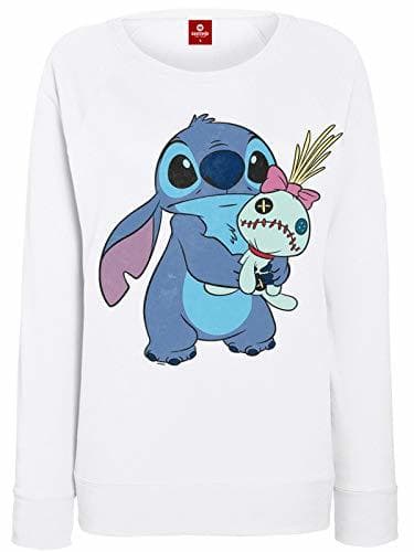 Fashion Lilo & Stitch Ohana Stitch & Scrump Sudadera Mujer Blanco S