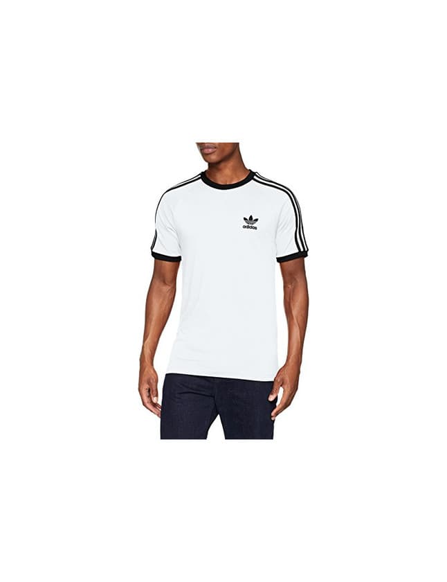 Fitness adidas Tres Bandas Camiseta de Manga Corta, Hombre, Blanco