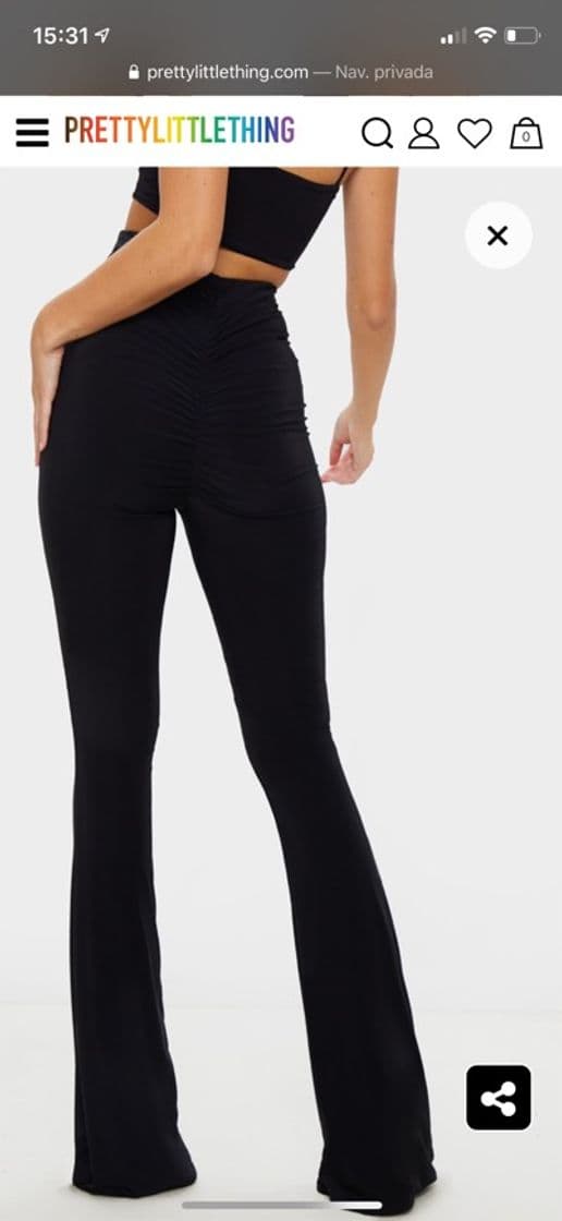 Product Black Flare Ruched Bum Slinky Trouser