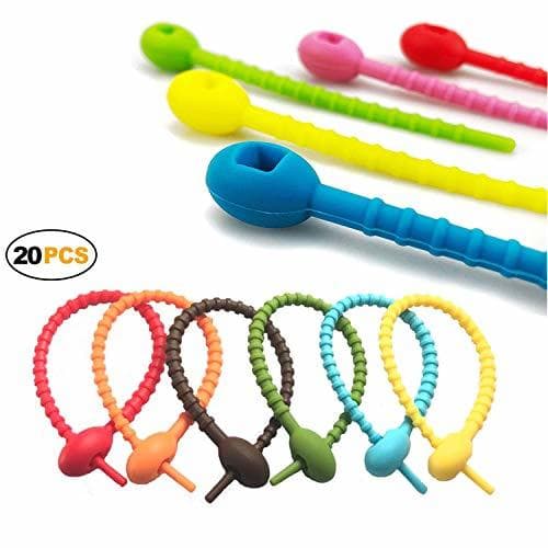 Producto 20 bridas reutilizables para cables, correas con cremallera, corbatas de silicona multiusos,