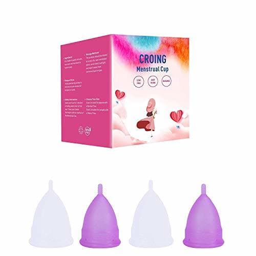 Beauty CROING 4 Copas Menstruales - 2 Piezas Pequeña  y 2 Piezas Grande