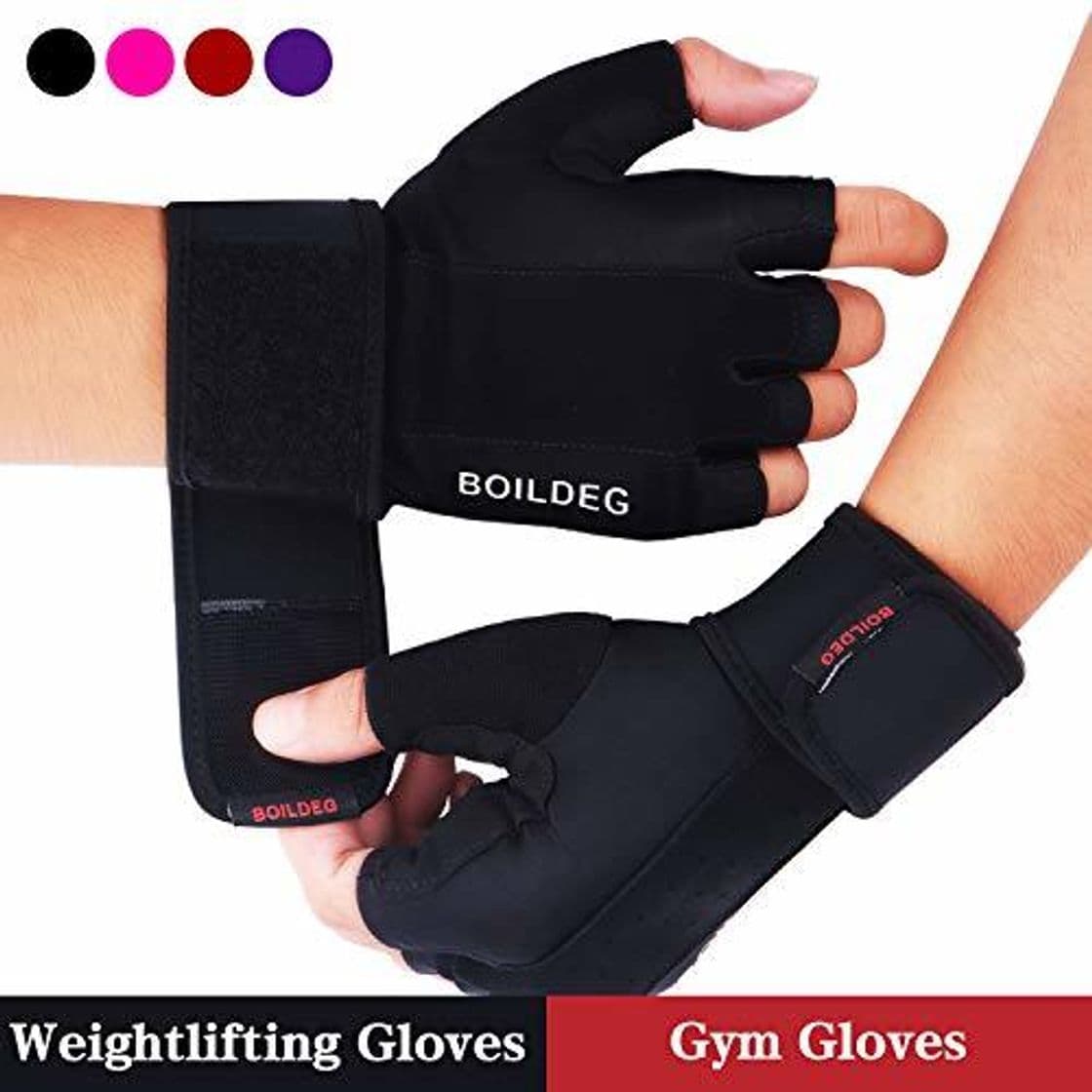 Fitness BOILDEG Guantes de Levantamiento de Pesas para Gimnasia, protección Completa para la