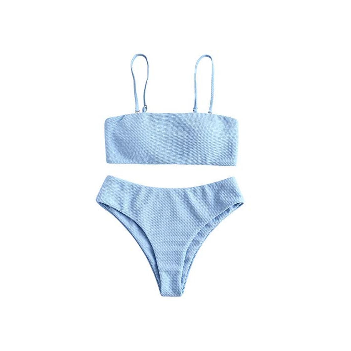 Product ZAFUL Bikini Set con Relleno Bandeau con Tirantes Finos Color Liso para