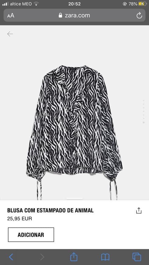 Producto Camisa zebra ZARA