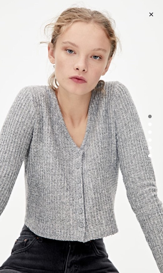 Product Chaqueta punto gris Pull and Bear