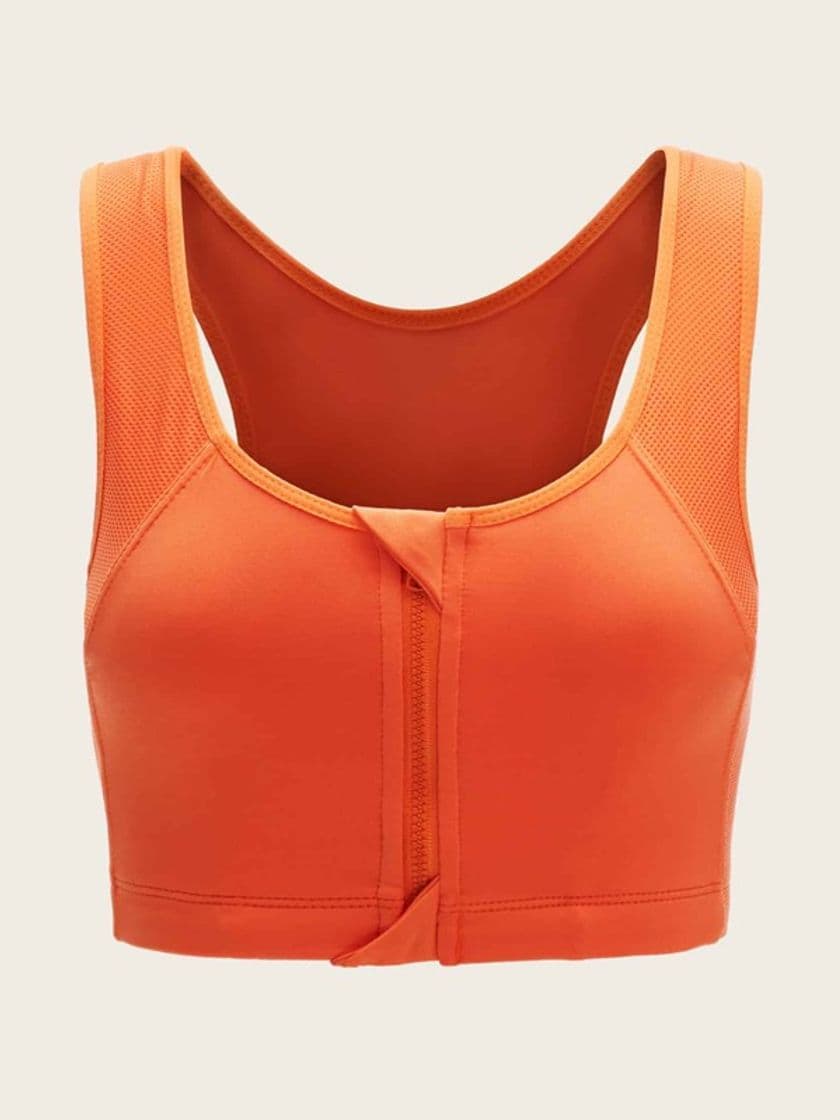 Producto Sujetador deportivo cremallera naranja neón 