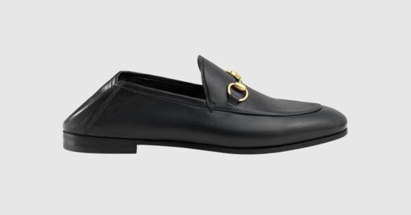 Moda Black Leather Foldable Slim Horsebit Loafer | GUCCI® PT