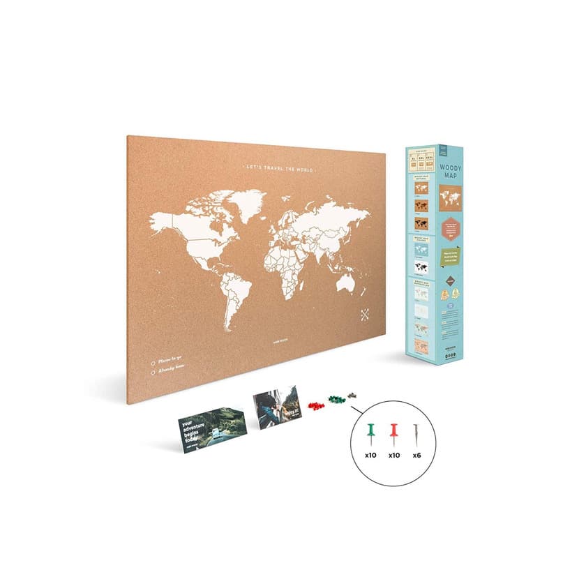 Home Miss Wood Map XL - Mapa del mundo de corcho