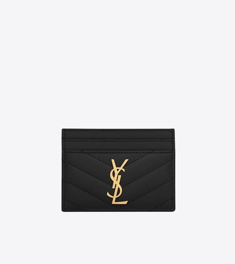 Fashion MONOGRAM CARD CASE IN GRAIN DE POUDRE EMBOSSED LEATHER | YSL