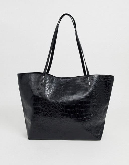 Fashion ASOS DESIGN croc bonded shopper bag