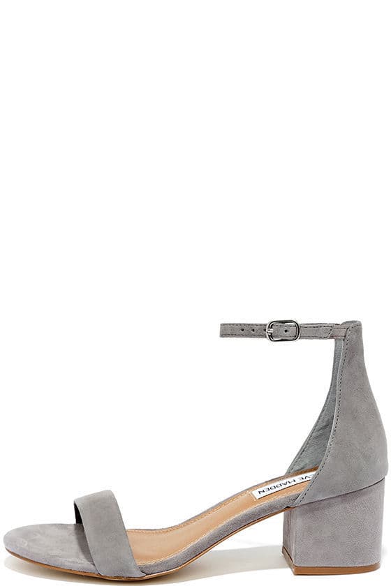 Moda Steve Madden Irenee Grey Suede Leather Ankle Strap Heels