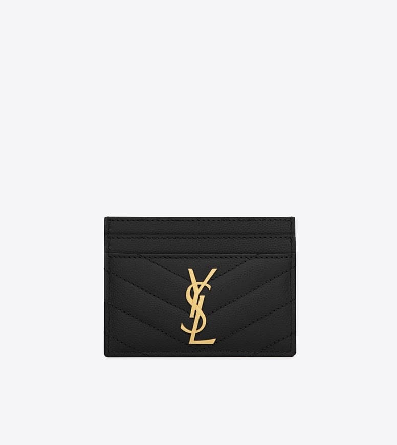 Moda MONOGRAM CARD CASE IN GRAIN DE POUDRE EMBOSSED LEATHER | YSL