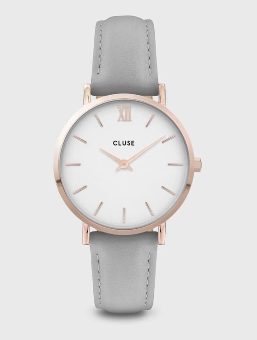 Product Minuit Watch Leather, Rose Gold, White