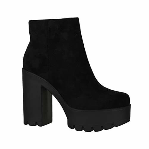 Fashion Elara Botines de Mujer Chelsea Boots Chunkyrayan HQ115 Black-36