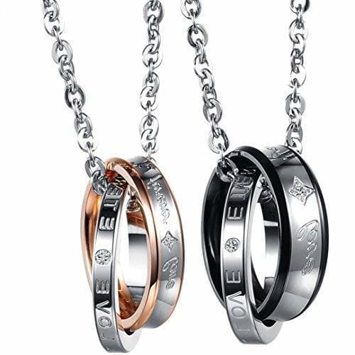 Fashion Flongo 2pcs Collares con Colgantes para Parejas Enamorados His & Hers Forever