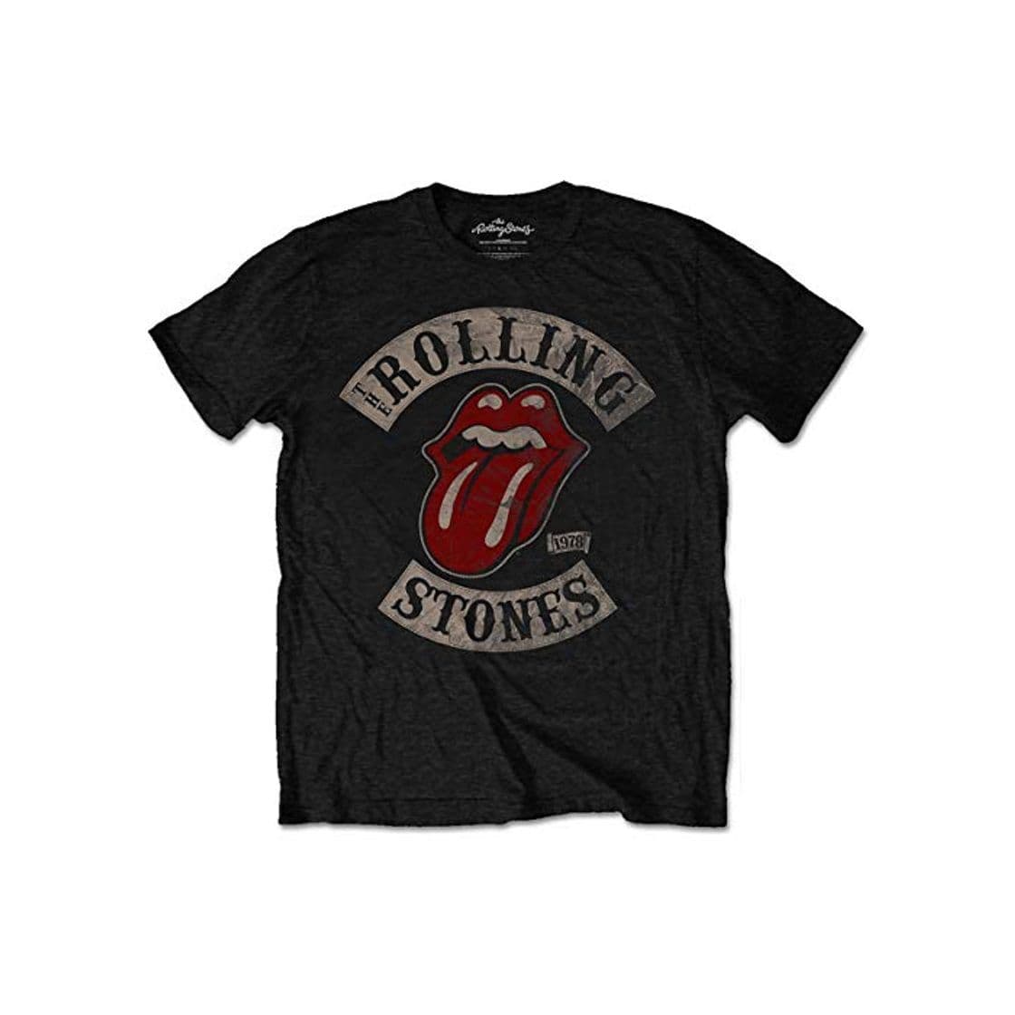 Fashion Rolling Stones Tour 78 Mens Blk TS Camiseta, Negro