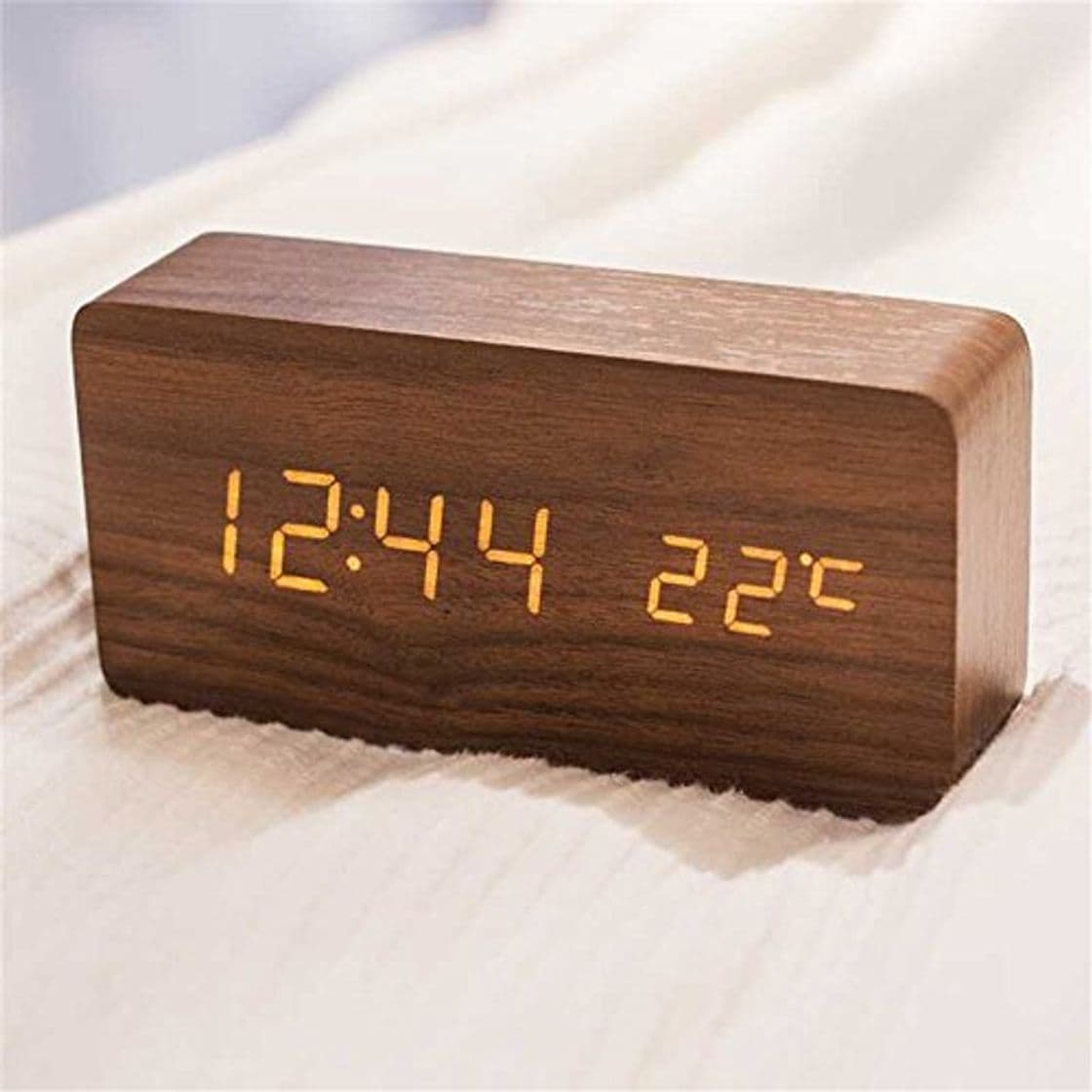 Producto Queta LED Reloj Despertador Reloj de Madera Reloj Digital Despertador Oficina Fecha