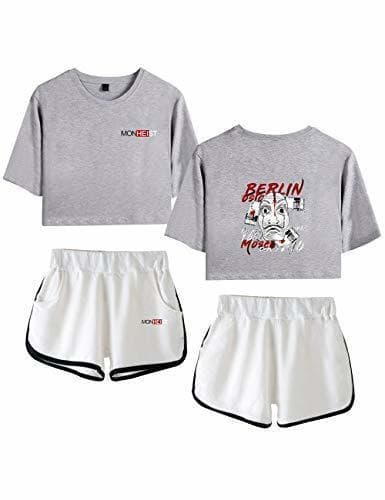 Fashion Conjuntos Mujer Top y Pantalones Cortos La casa de Papel, Conjunto Deportivo