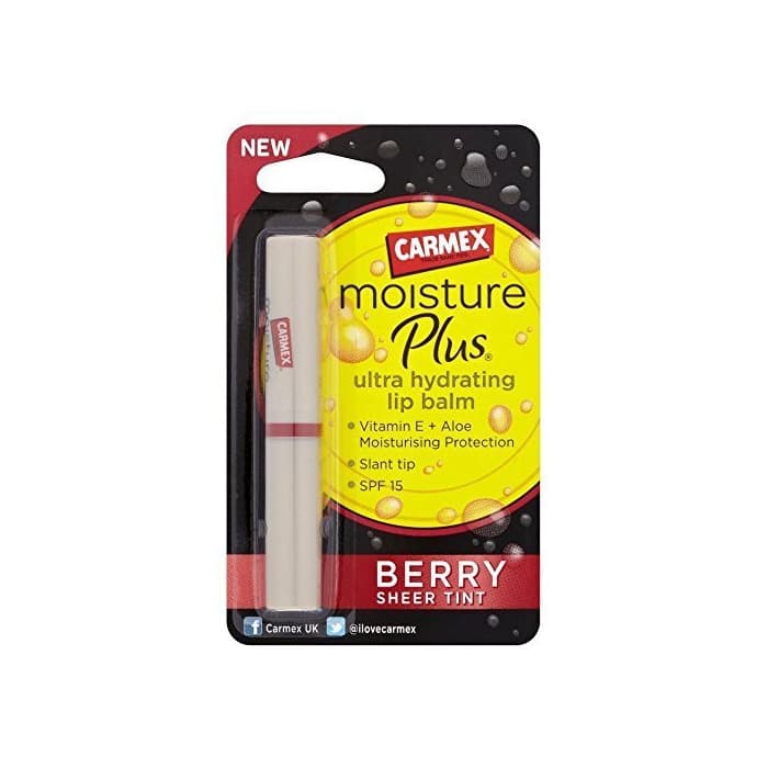 Belleza Carmex MOISTURE PLUS Ultra Hydrating BERRY Sheer Tint SPF15 LIP BALM 2g