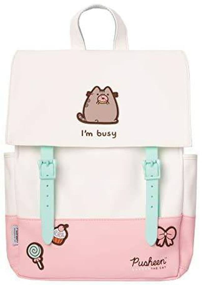 Moda Mochila pusheen blanca y rosa