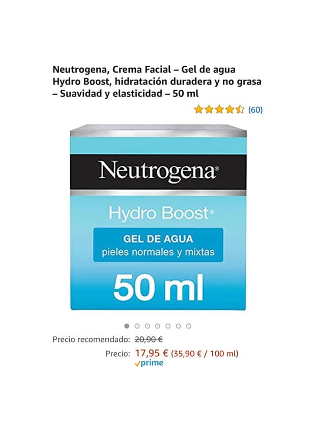 Producto Neutrogena crema hidratante a base de agua 