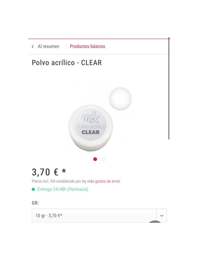 Product Polvo acrílico clear 