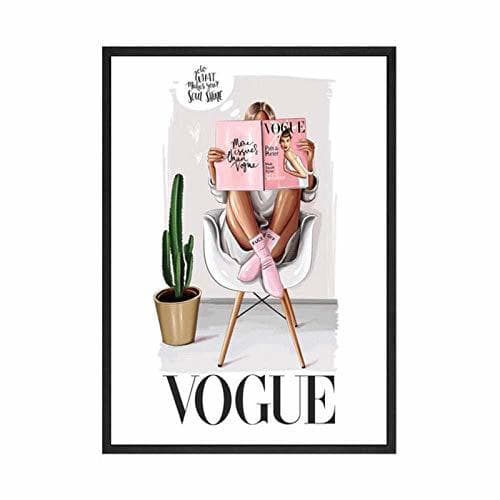 Home NR Carteles e Impresiones de Moda Vogue Mujeres niñas Leyendo Revista Lienzo