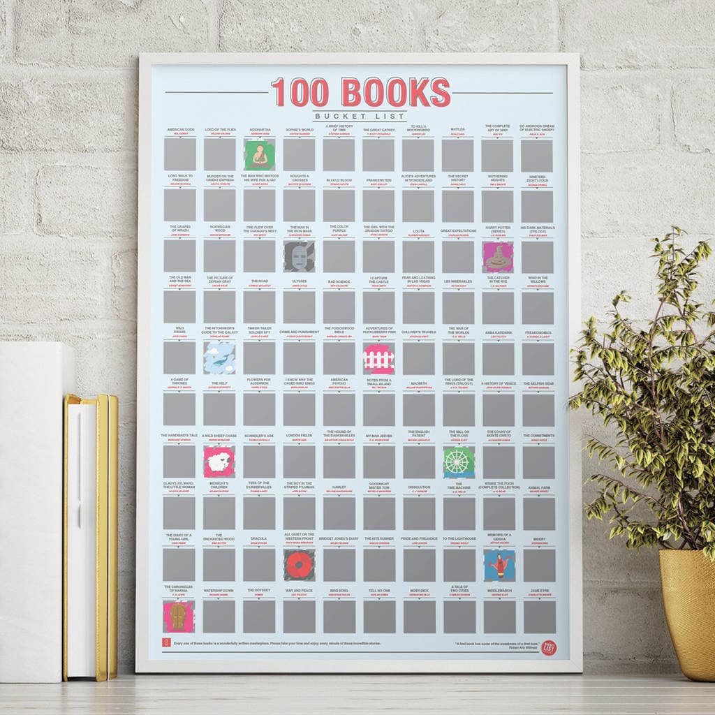 Producto 100 books scratch bucket list poster