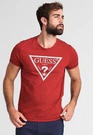 Fashion GUESS Camiseta Original Logo ROJA Hombre M Rojo