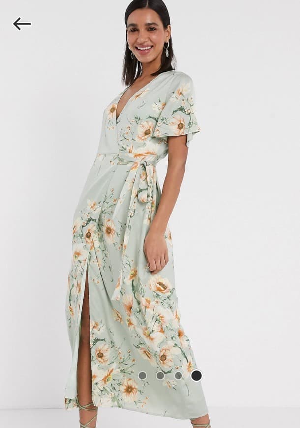 Product Y.A.S midi wrap dress with fluted sleeve in floral print