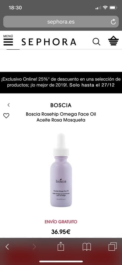 Product Boscia Rosehip Omega Olio Viso • BOSCIA ≡ SEPHORA