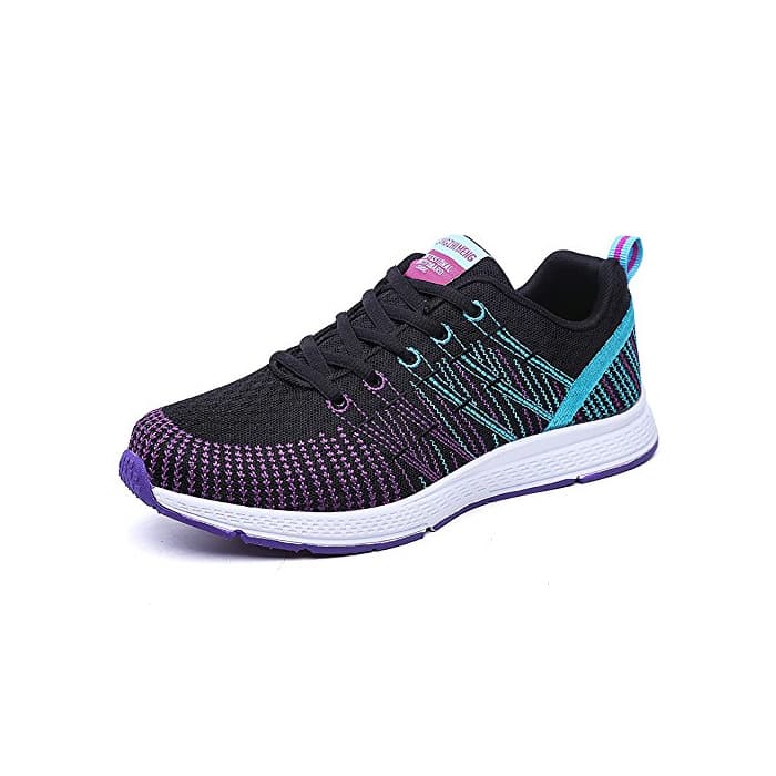 Fashion Zapatillas de Deportivos de Running para Mujer Gimnasia Ligero Sneakers Morado 35