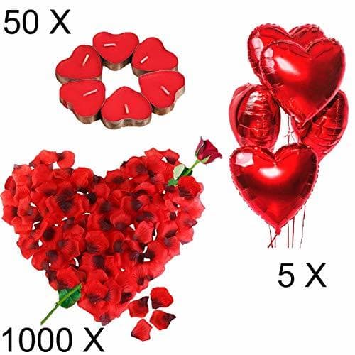 Product Kit Romántico de Velas y Pétalos. 50 Velas en Forma de Corazón