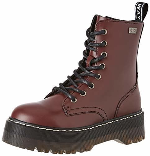 Fashion COOLWAY Abby, Botas Militares para Mujer, Rojo