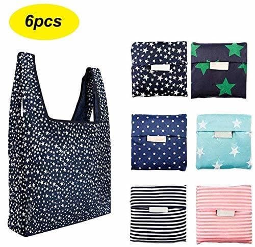 Product 6 Pack Reusable Shopping Grocery Bags Foldable