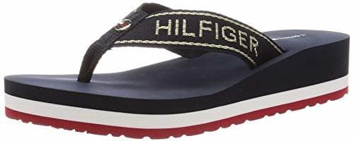 Producto Tommy Hilfiger Metallic Mid Wedge Beach Sandal, Sandalias con Punta Abierta para