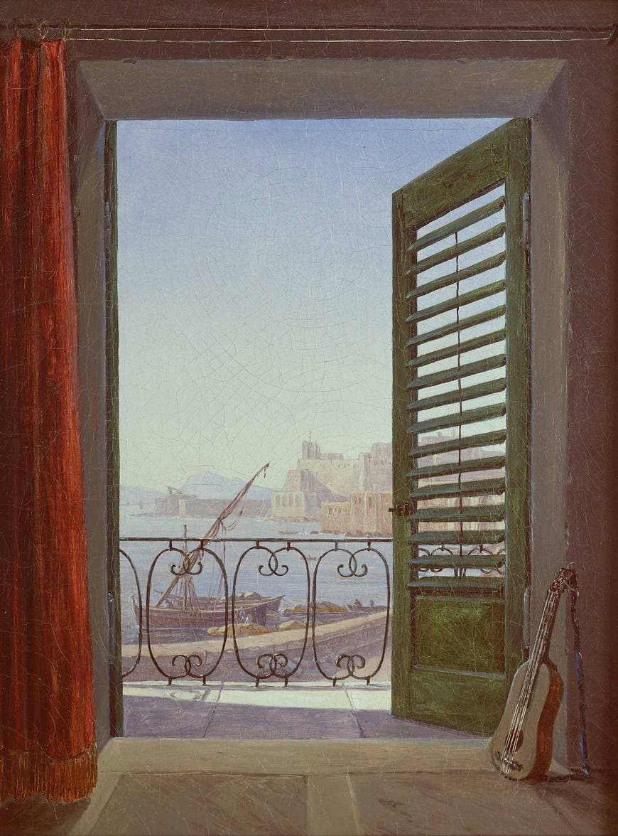 Moda Balcón con vistas a la bahía de Nápoles, Carl Gustav Carus