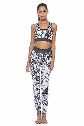 Moda Conjunto Ropa Deportiva Mujer Bohemio Chic 2PC Conjuntos de Sujetador Crop Top