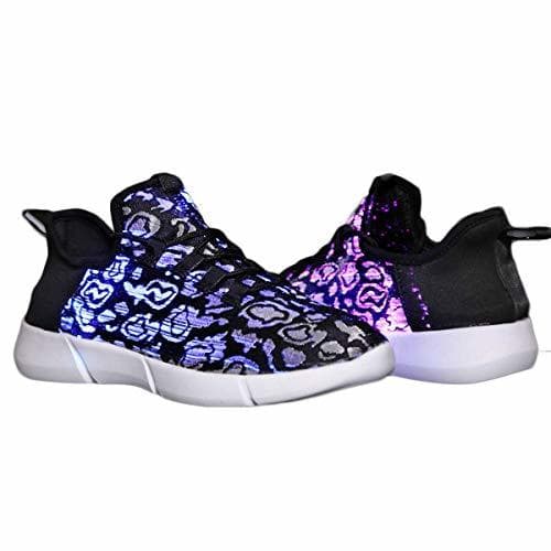 Moda Yeeper LED Zapatillas Texitil de Fibra Óptica de 7 Colores de Luces