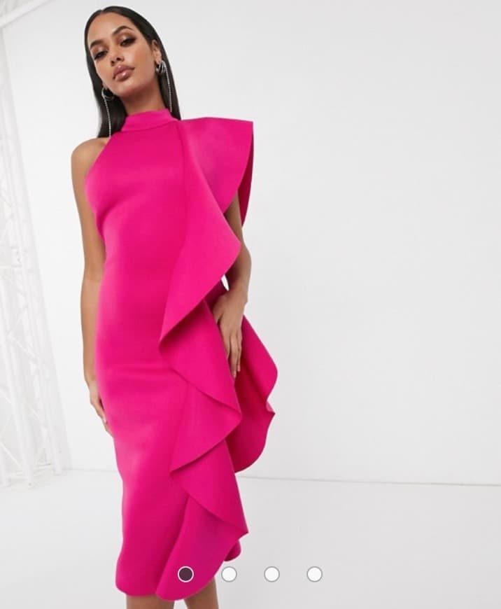 Product Lavish Alice ASOS pink ruffle midi pencil dress 