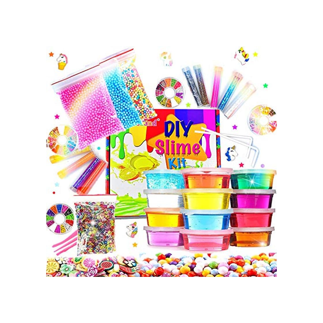 Product Fluffy Slime Kit de 12 Colores Crystal Slime con 10 Botellas de