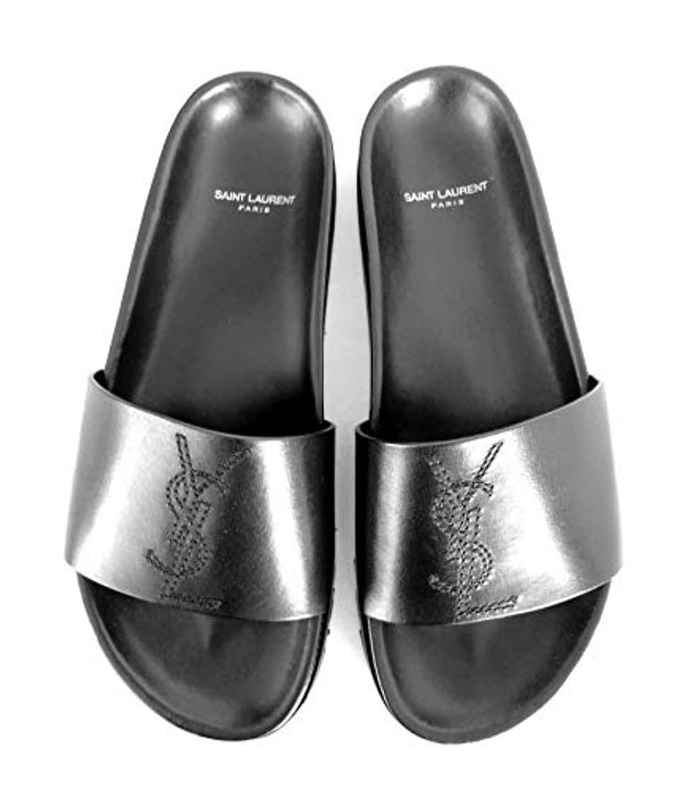 Fashion YSL - Sandalias de Vestir de Cuero para Hombre Negro Negro Negro