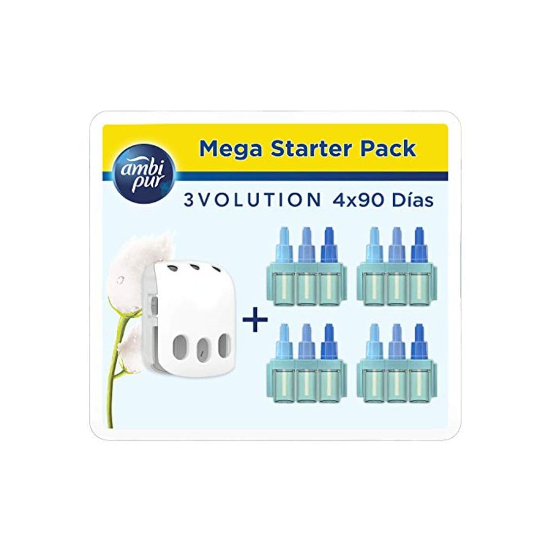 Producto Ambi Pur 3Volution Mega Starter Pack Nubes de Algodón Ambientador Eléctrico