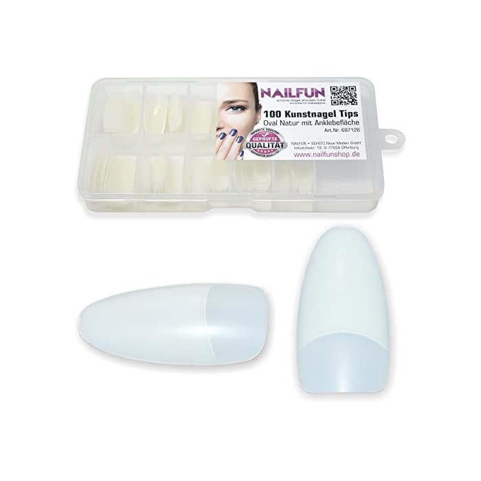 Belleza NAILFUN 100 Tips Ovalados en Caja