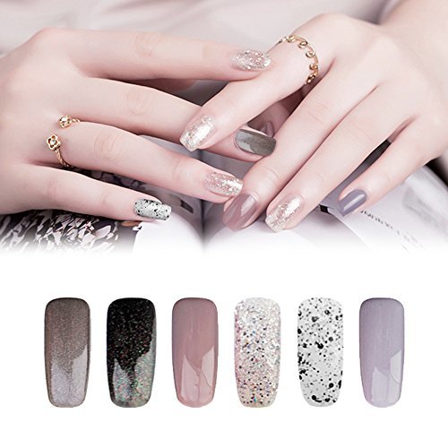 Belleza KADS Kit Uñas de Gel Esmalte Semipermanente de Color 6pcs Laca Soak