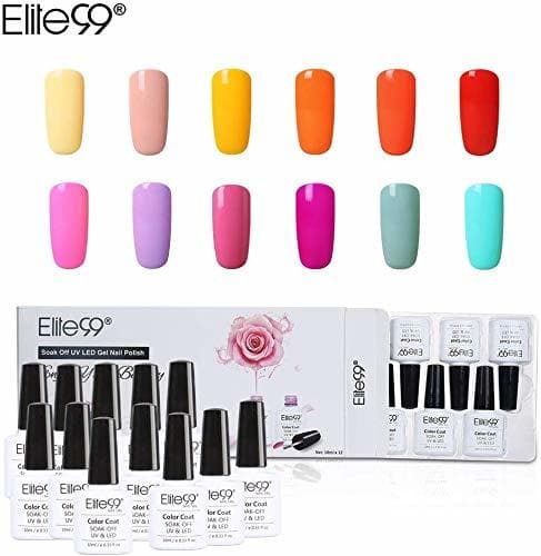 Belleza Elite99 Esmalte Semipermanente UV LED 12pcs Kit Uñas de Gel Pintauñas Esmalte