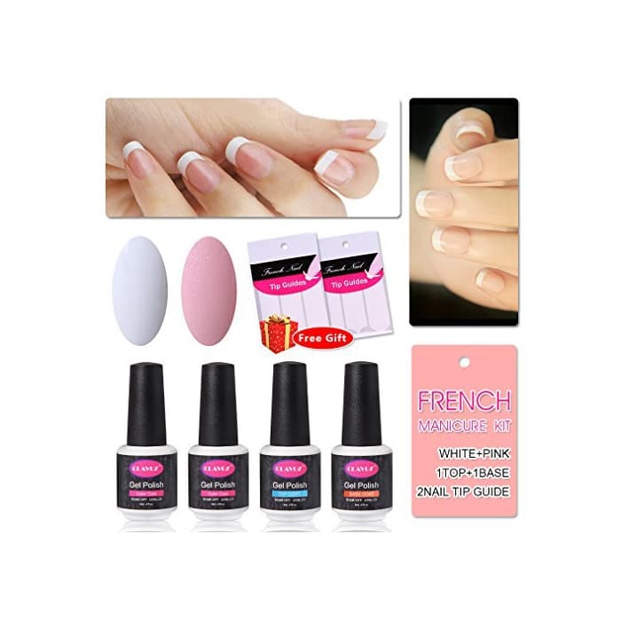 Belleza Clavuz 4pcs Kit de Manicura Francesa Esmaltes de Uñas Gel UV LED