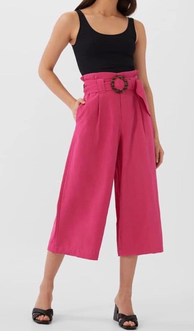 Moda Calças culottes com cinto 